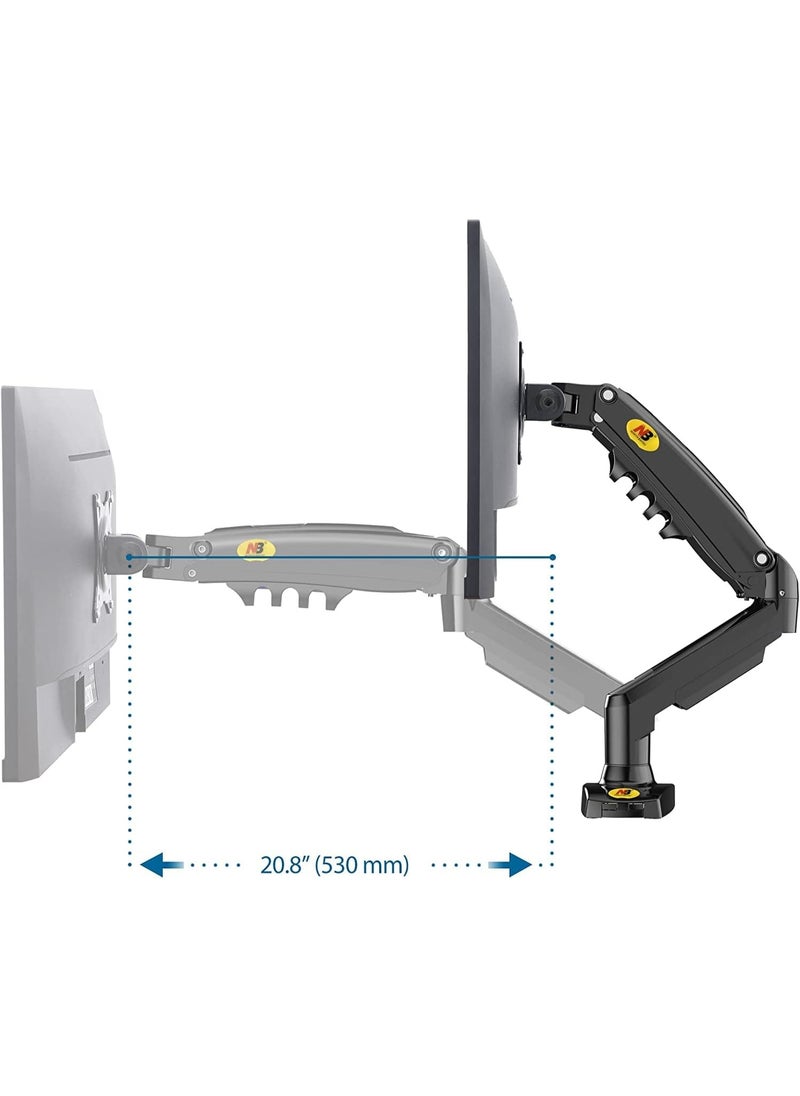 Generic Dual Monitor Desk Mount Stand – Full Motion Swivel Arm for 17–30 Inch Screens, Adjustable Gas Spring Arm with 4.4–19.8lbs Load Capacity  - Image 3