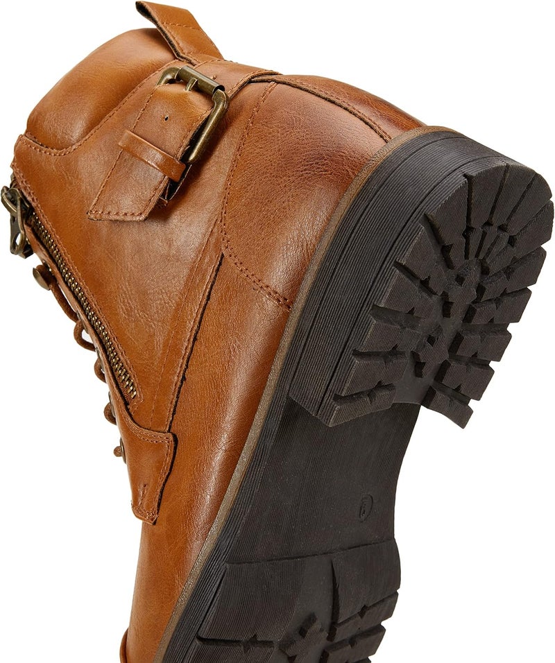 Vostey Men's Combat Motorcycle Boots - Yellow Brown, Size 10.5 (US), 44.5 (EU) - Image 3