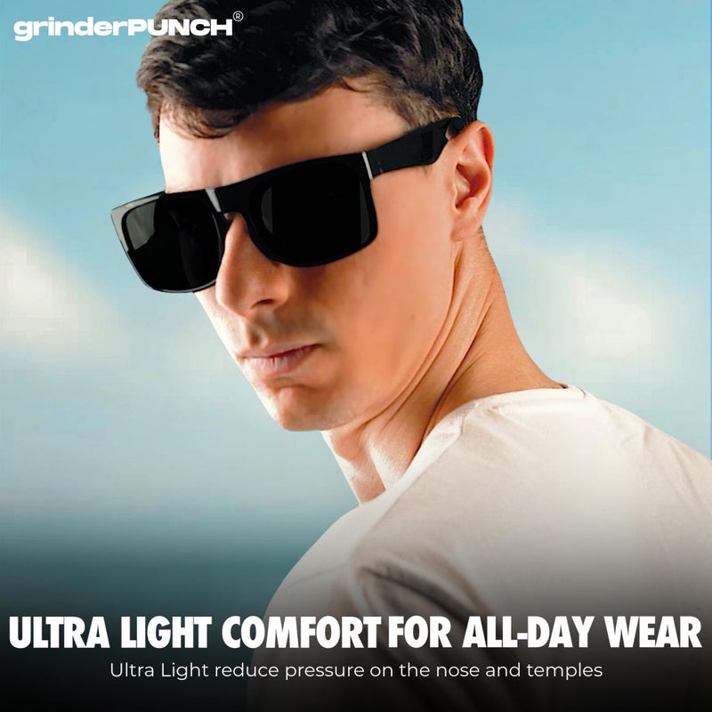 grinderPUNCH XL Super Dark Polarized Sunglasses Big Heads Wide Face, Extra Wide Oversized Lightweight Sunglasses for Sports Driving Glasses, Large Face Fit Blackout Sunglasses - Image 5