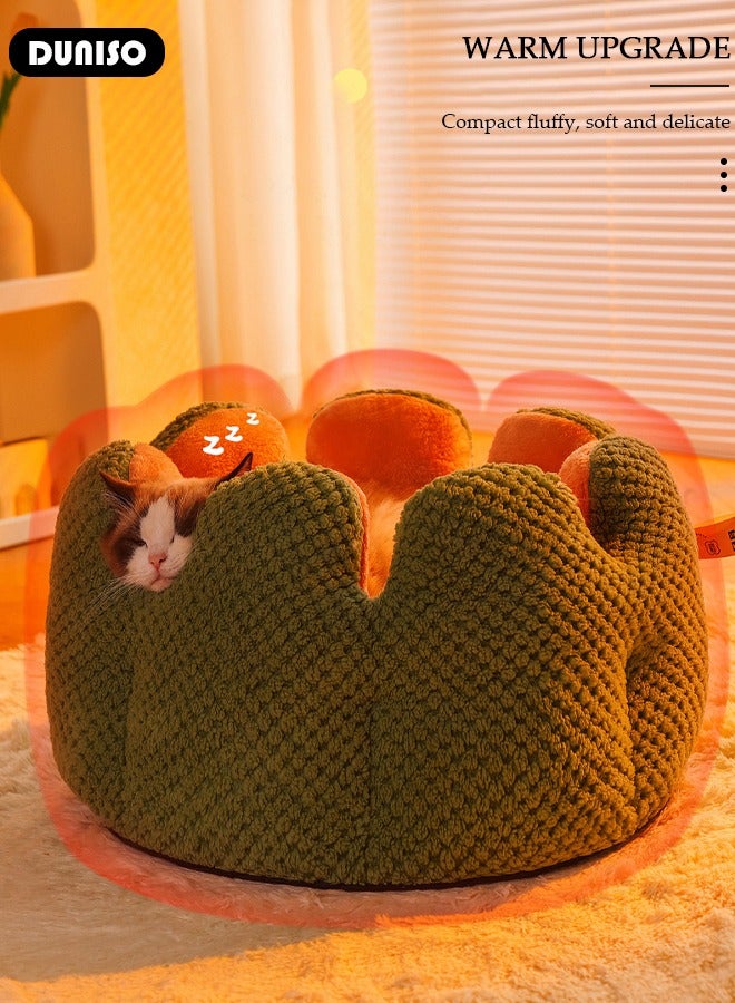 DUNISO Pet Bed, 40 CM Round Warmth Cat Beds for Indoor, Dog Bed with Anti-Slip Water-Resistant Bottom, Washable Bed for Puppy and Kitty, Anti-Anxiety Warming Cozy Soft Round Bed  - Image 3