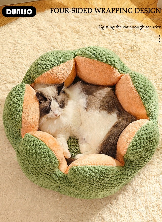 DUNISO Pet Bed, 40 CM Round Warmth Cat Beds for Indoor, Dog Bed with Anti-Slip Water-Resistant Bottom, Washable Bed for Puppy and Kitty, Anti-Anxiety Warming Cozy Soft Round Bed  - Image 2