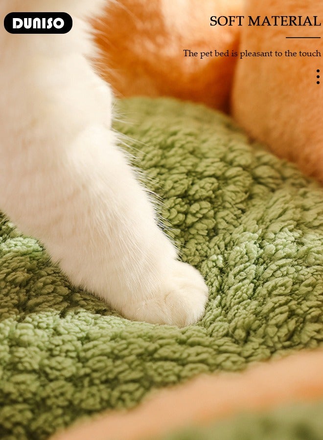 DUNISO Pet Bed, 40 CM Round Warmth Cat Beds for Indoor, Dog Bed with Anti-Slip Water-Resistant Bottom, Washable Bed for Puppy and Kitty, Anti-Anxiety Warming Cozy Soft Round Bed  - Image 5