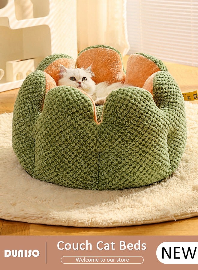 DUNISO Pet Bed, 40 CM Round Warmth Cat Beds for Indoor, Dog Bed with Anti-Slip Water-Resistant Bottom, Washable Bed for Puppy and Kitty, Anti-Anxiety Warming Cozy Soft Round Bed  - Image 1