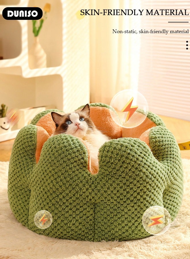 DUNISO Pet Bed, 40 CM Round Warmth Cat Beds for Indoor, Dog Bed with Anti-Slip Water-Resistant Bottom, Washable Bed for Puppy and Kitty, Anti-Anxiety Warming Cozy Soft Round Bed  - Image 4