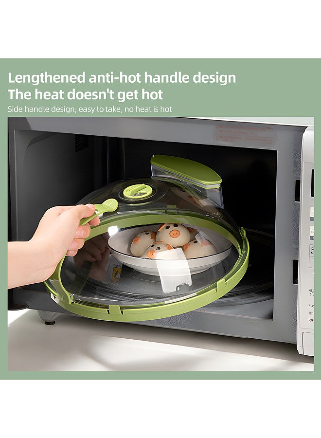 Microwave Splatter Cover for Food - Clear Microwave Splash Guard Cooker Lid with Handle / Adjustable Steam Vents Holes 10 Inches Plate Covers - Image 3