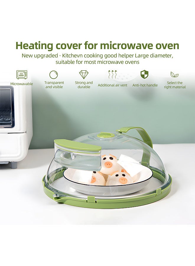 Microwave Splatter Cover for Food - Clear Microwave Splash Guard Cooker Lid with Handle / Adjustable Steam Vents Holes 10 Inches Plate Covers - Image 2