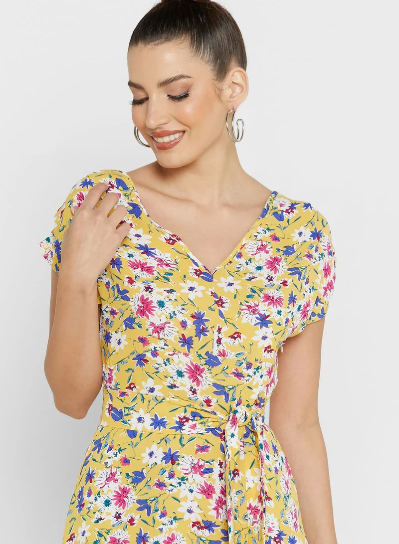 ELLA V Neck Printed Dress