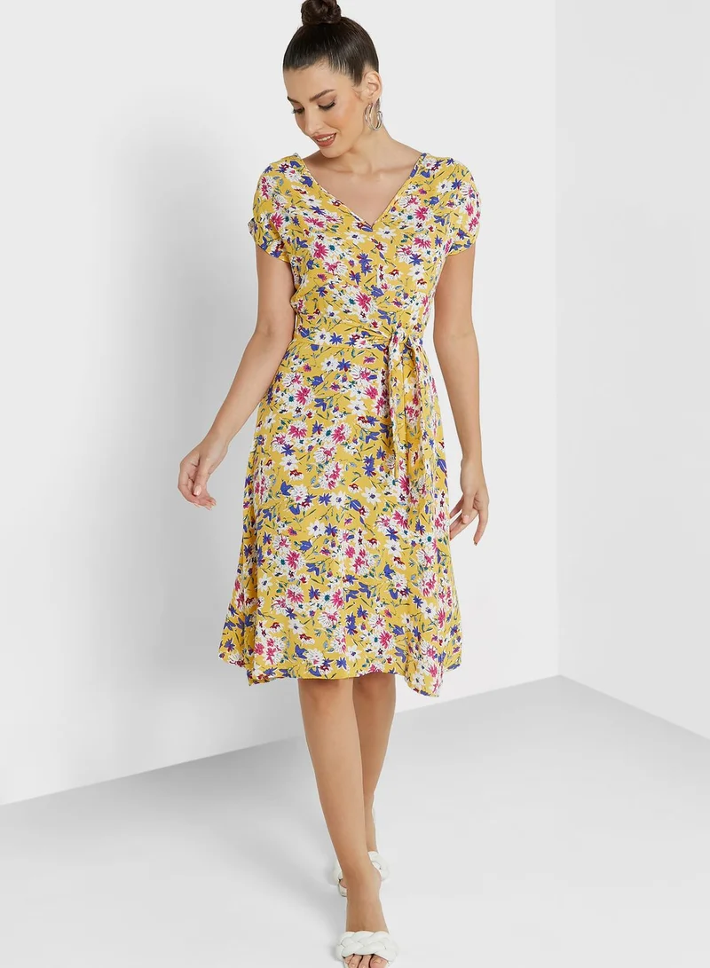 ELLA V Neck Printed Dress