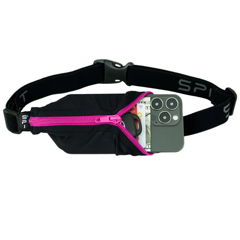 SPIbelt Running Belt Original for Women Men Phone Holder for Running Running Fanny Pack Holder for Phone Running Waist Pack Adjustable Waist Fits All Phones Black with Hot Pink Zipper - Image 2