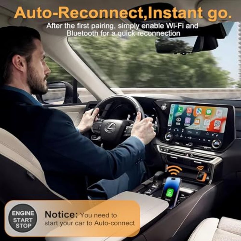 محول Carplay لاسلكي 2 في 1 مطور لعام 2026، ومحول Carplay اللاسلكي ومحول تشغيل السيارة اللاسلكي لنظام Android Auto، التوصيل والتشغيل التلقائي لإعادة الاتصال، سبائك الألومنيوم للطيران، واجهة USB-A/Type-C مزدوجة - Image 3