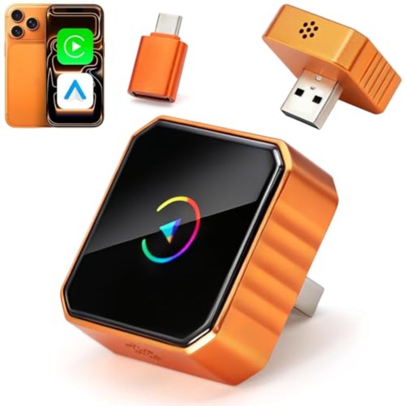 محول Carplay لاسلكي 2 في 1 مطور لعام 2026، ومحول Carplay اللاسلكي ومحول تشغيل السيارة اللاسلكي لنظام Android Auto، التوصيل والتشغيل التلقائي لإعادة الاتصال، سبائك الألومنيوم للطيران، واجهة USB-A/Type-C مزدوجة - Image 1