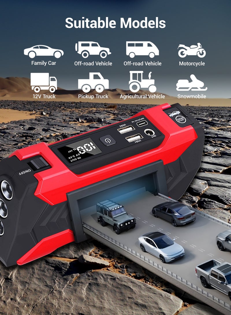 دانسينت 10000mAh جهاز تشغيل الطوارئ لإمداد الطاقة بطارية السيارة جهاز تشغيل الإشعال جهاز تشغيل الطوارئ 12V جهاز تشغيل الطوارئ للمركبات - Image 2