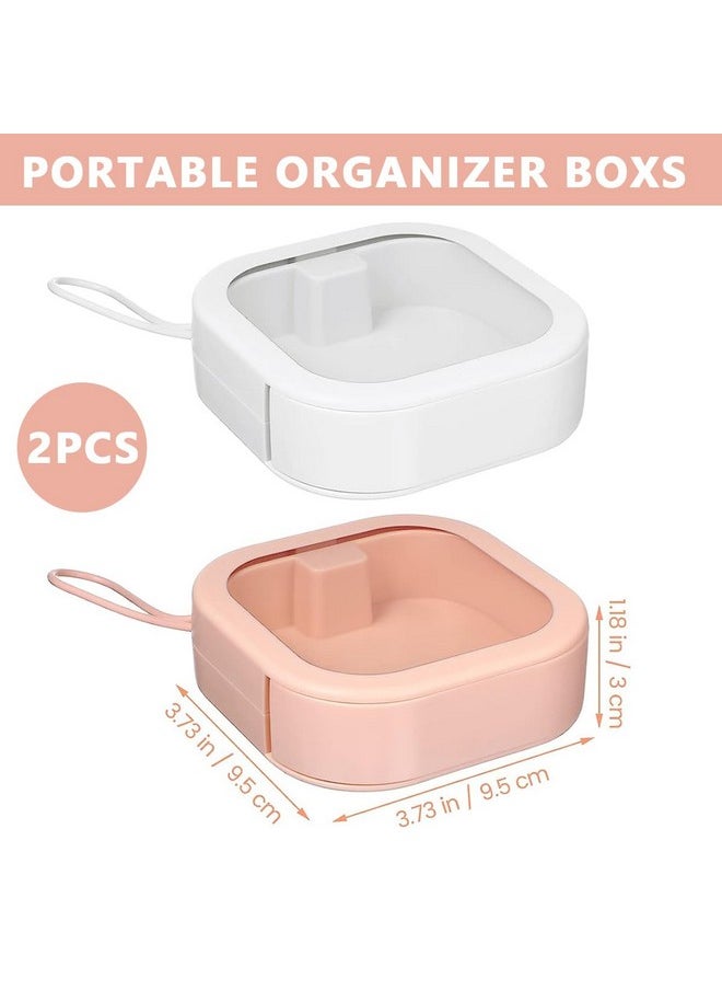 maycreate MAYCREATE® 2pcs Accessories Organizer Box Travel Transparent Organizer Case for Rings, Hair Clips, Bobby Pins, Makeup Accessories, Cotton Swab, Hair Ties, Hair Accessory Organizer Case  - Image 2