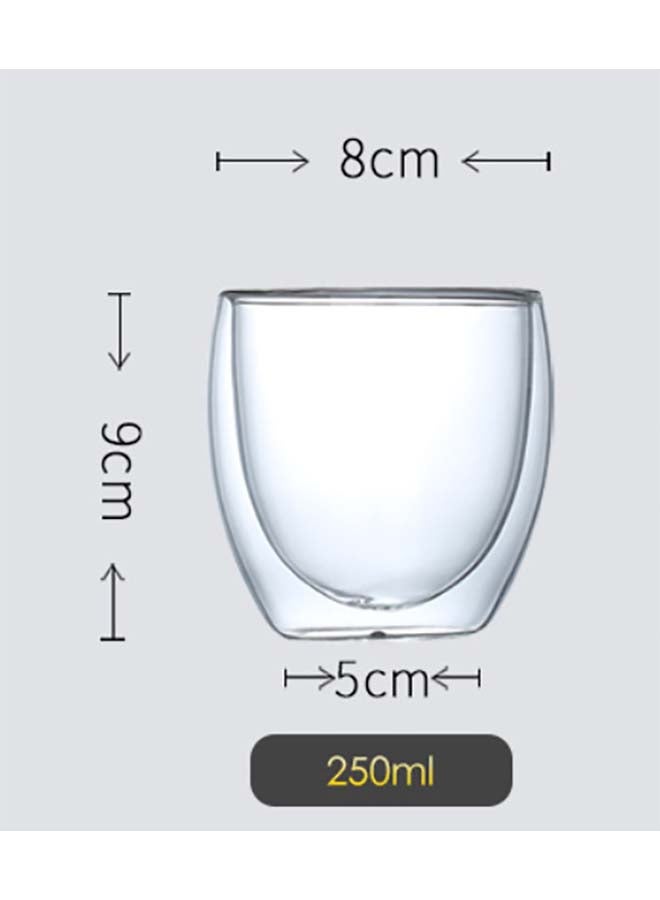 طقم أكواب زجاجية مزدوجة مكون من 4 قطع شفاف 250ملليلتر - Image 2