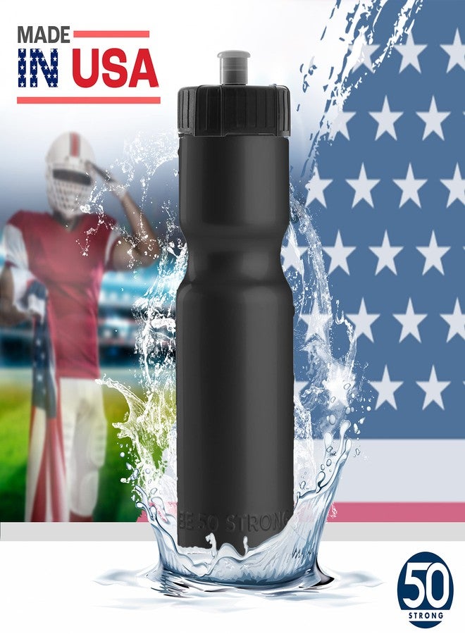 50 Strong Sports Water Bottles 6-Pack - Reusable 22 oz BPA-Free Plastic Bottles with Pull Top Cap - Made in USA - Top Rack Dishwasher Safe - Fits Most Bike Cages Brand - Black - Image 5