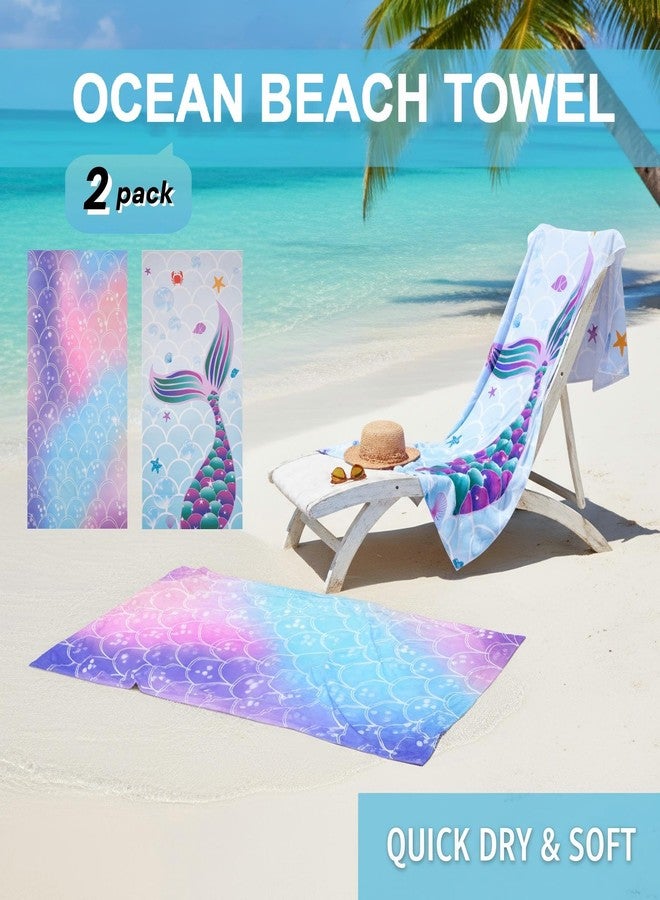 SRCVYLT 2 Pack Mermaid Microfiber Beach Towels, 30” x 60” Beach Towels for Adults with Mermaid & Scale Design, Quick Dry Ultra Absorbent Soft Beaches Towel for Women Girls, Pool Bath Travel - Image 3