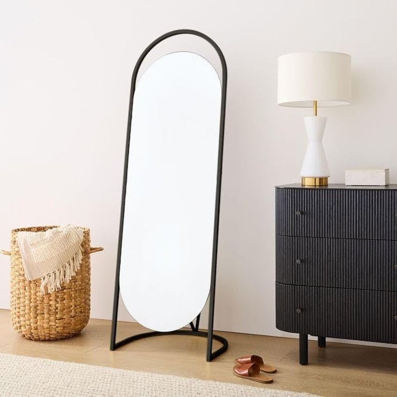LION HOME Black Full Length Mirror 170x50 cm – Floor Mount, Modern Rectangular Design, Metal Frame, Standing Mirror for Bedroom, Dressing Room, Hallway, Living Room Decor