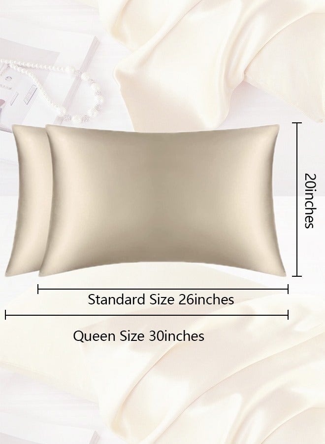 2PCS Satin Pillowcase for Hair and Skin-Soft Silky Pillow Covers for Sleeping-Satin Pillow Covers with Envelope Closure Champagne Color - Image 5