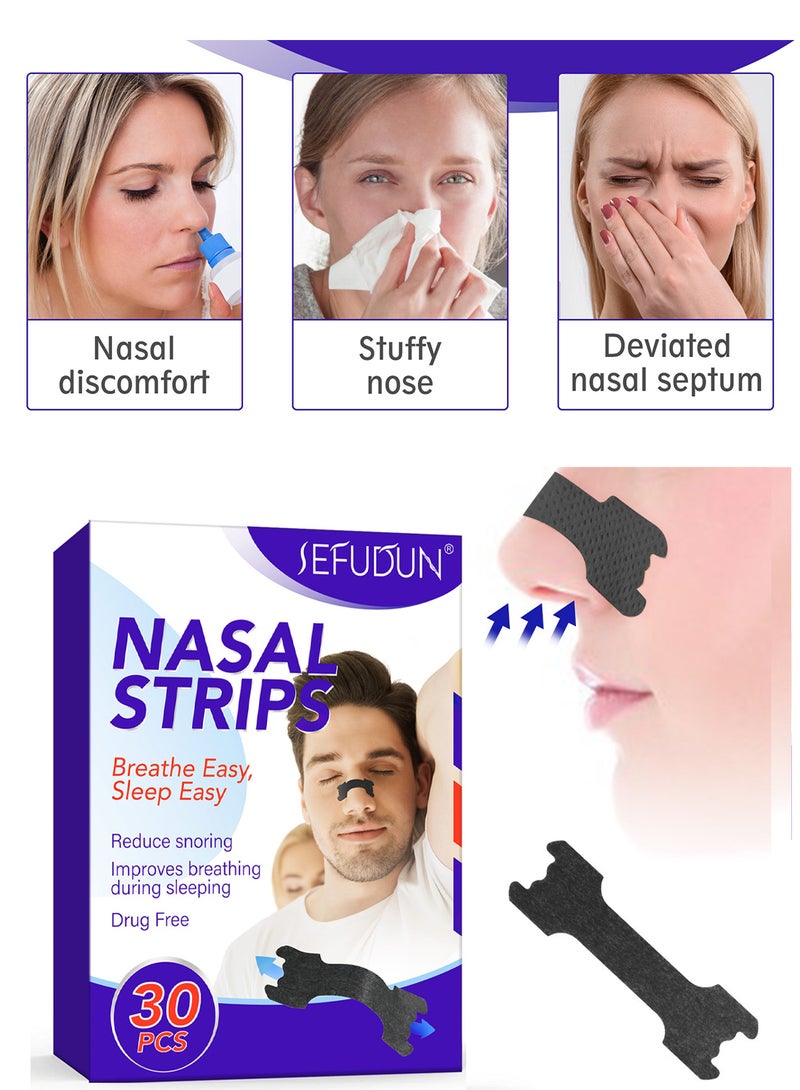 Sefudun Nasal Strips to Breathe Easy and Sleep Easy, Anti-Snoring Nose Strips to Relieve Nasal Congestion Caused by Colds and Allergies (30 Pcs, Black)  - Image 5