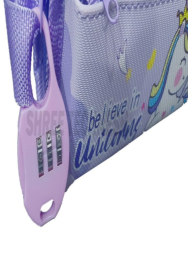 SHREE TECHNESH® Unicorn Dual Zipper Pouch with Lock for Girls (Purple) - Image 4