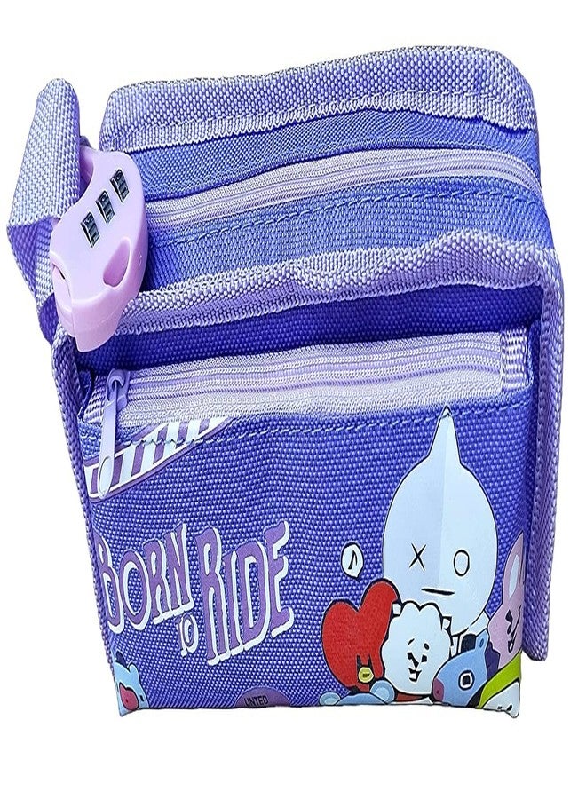 SHREE TECHNESH® Unicorn Dual Zipper Pouch with Lock for Girls (Purple) - Image 2