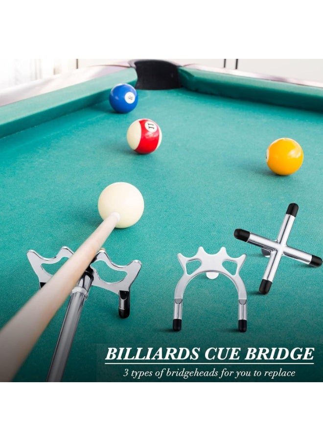 Soofam عصا بلياردو قابلة للسحب لجسر المسبح - جسر مسبح برأس جسر قابل للإزالة - 3 رؤوس نحاسية قابلة للإزالة - ملحقات بلياردو للمائدة - سهلة التخزين والاستخدام - Image 2