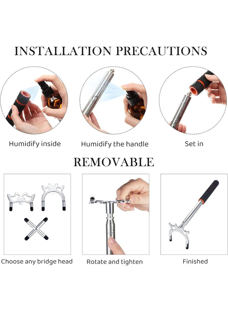 Soofam عصا بلياردو قابلة للسحب لجسر المسبح - جسر مسبح برأس جسر قابل للإزالة - 3 رؤوس نحاسية قابلة للإزالة - ملحقات بلياردو للمائدة - سهلة التخزين والاستخدام - Image 3