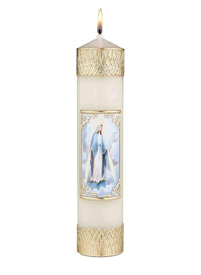 Will & Baumer CB Church Supply Hand-Decorated Devotional Candles with Gold Wax Framed Image Will & Baumer Family Prayer Candle, 8-Inch, Lady of Grace - Image 1