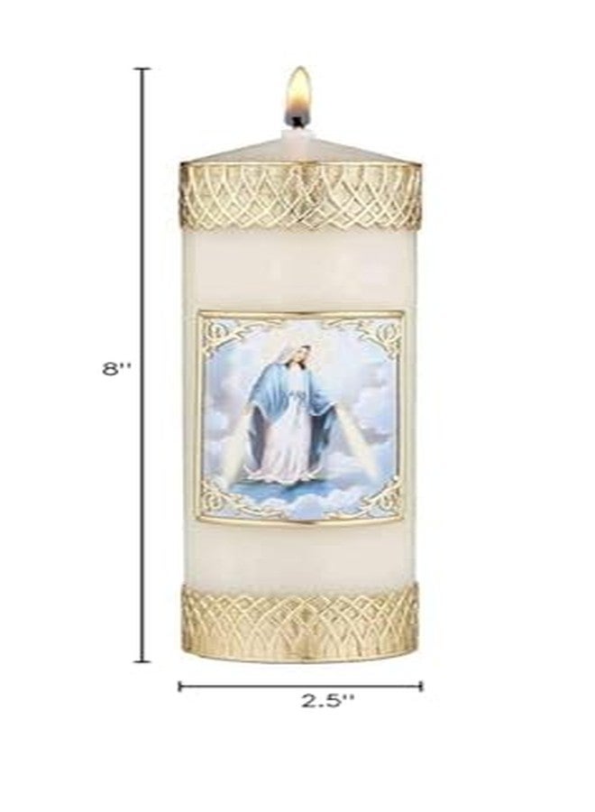 Will & Baumer CB Church Supply Hand-Decorated Devotional Candles with Gold Wax Framed Image Will & Baumer Family Prayer Candle, 8-Inch, Lady of Grace - Image 2