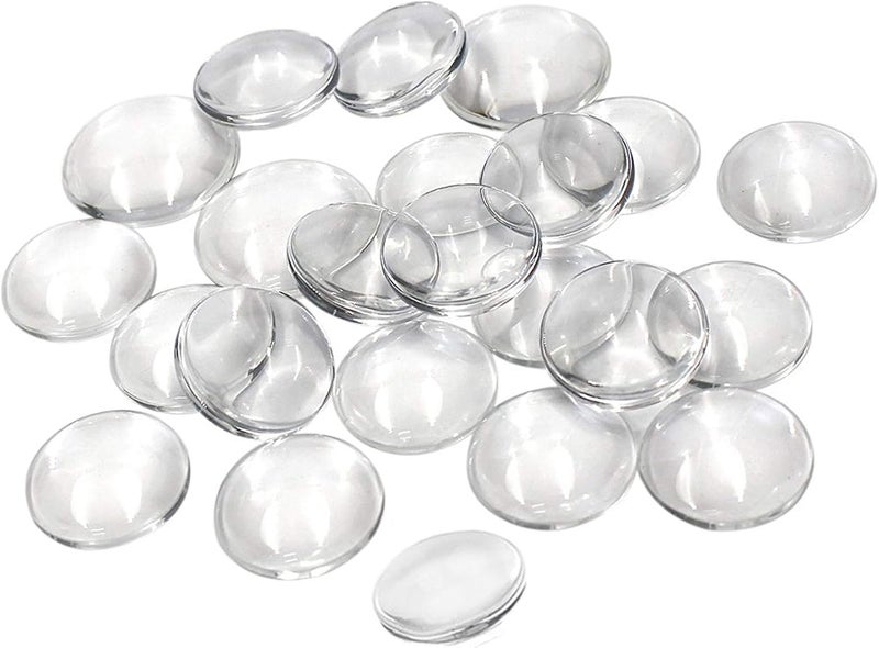 TKMOS 60 Pieces Transparent Glass Dome Imitation Gemstone Clear Round Dome Tiles Christmas Decor, Non-calibrated Round 1 inch/25mm for Photo Pendant Craft Jewelry Making - Image 1