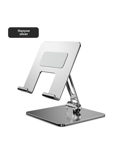 Aluminum Alloy Desktop Tablet Holder Computer Bracket Mobile Phone Lazy Folding Suitable For Ipad Huawei Support Frame-Color:Silver-Carbon Steel