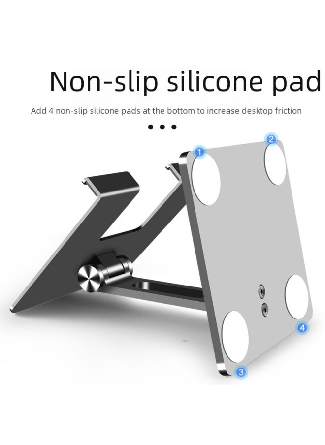 Generic - Aluminum Alloy Desktop Tablet Holder Computer Bracket Mobile Phone Lazy Folding Suitable For Ipad Huawei Support Frame-Color:Silver-Carbon Steel - Image 1