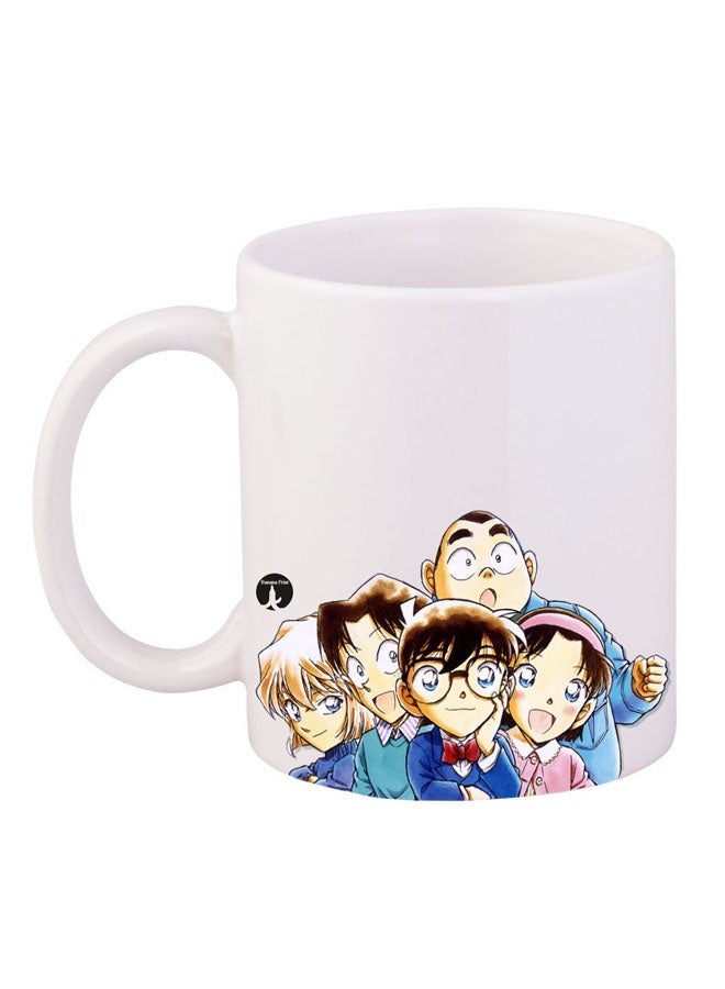 Anime Detective Conan Printed Mug White/Beige/Blue 12ounce