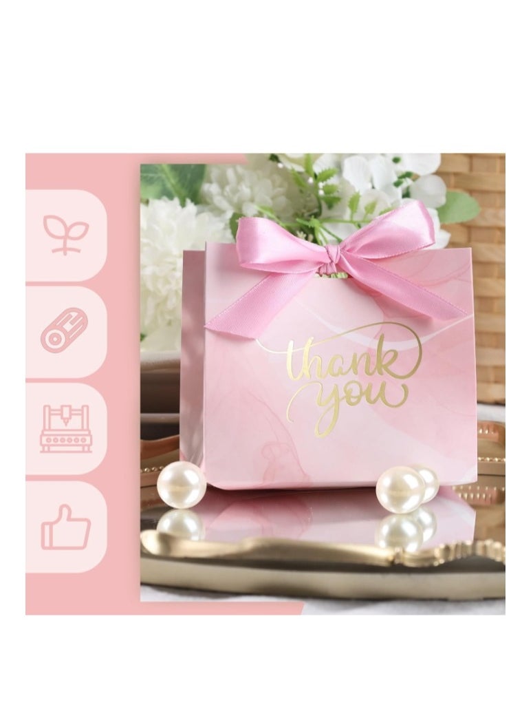 OASIS-TH 10 Pack Small Thank You Gift Bags Mini Thank You Favor Bags Bulk Small Paper Bags with Bow Ribbon Thank You Gift Wrap Bags for Birthday Baby Shower Wedding Party Pink  - Image 5