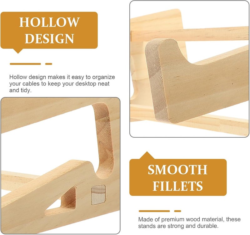 KICHOUSE Wooden Laptop Stand Riser Large 14.8-17.6 Inch Portable Notebook Holder Elevated Cooling Base Reinforced Support for Home Office and Gaming Use - Image 3