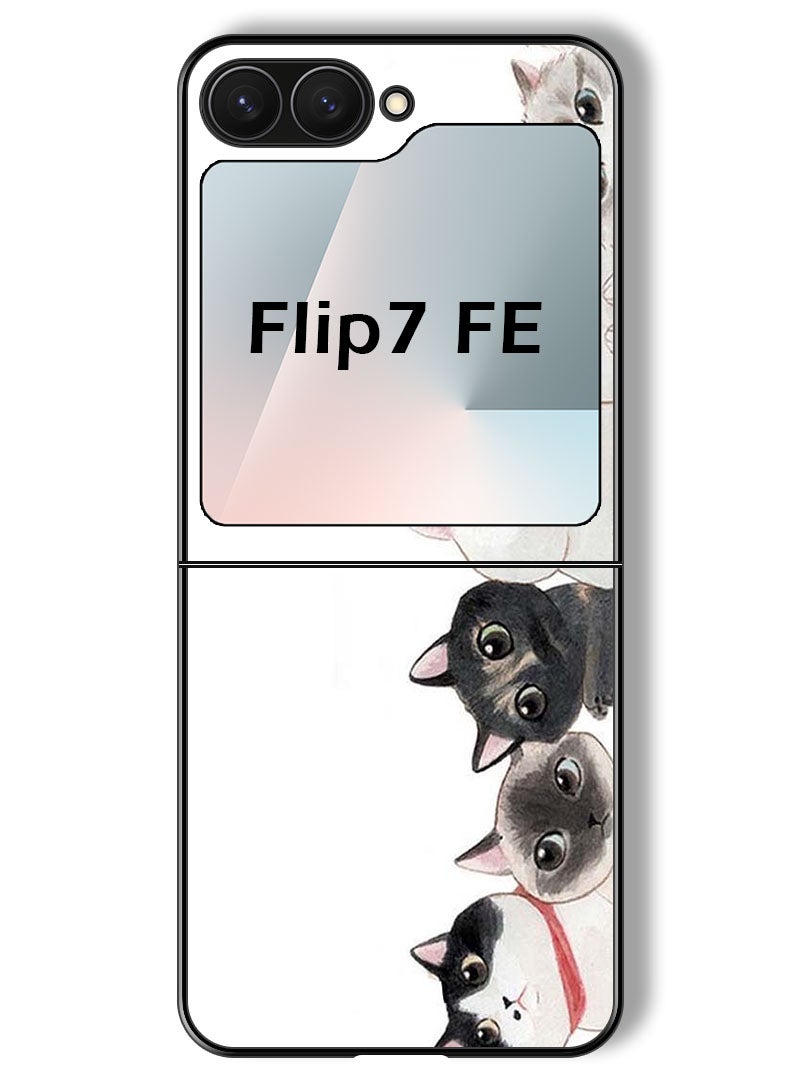 Theodor Case Compatible with Samsung Galaxy Z Flip 7 FE 6.7 Inch Protection Shockproof Bumper Cover Cute Cats - Image 1