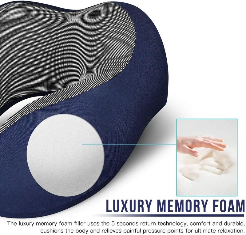 Memory Foam U Shaped Neck Pillows, Soft Slow Rebound Travel Pillow, Plain Neck Health Care Neck Neck Bedding Pads Fast Shipping (Brown) - Image 3