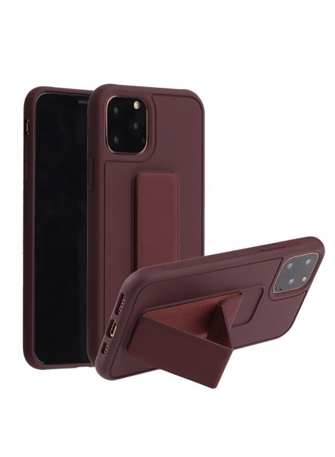 shAyzee iPhone 12/12 Pro Shockproof PC TPU Protective Case With Wristband Holder Coffee - Image 1