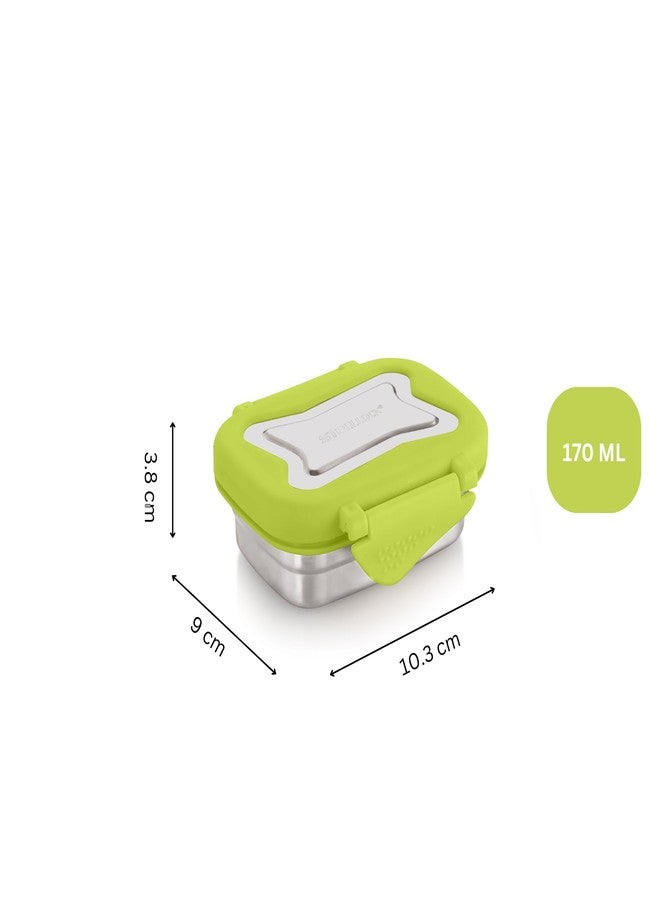 STEELLOCK Smart Stainless Steel Tiffin Lunch Box for Kids and Adults | Airtight & Leakproof | Rectangle Tiffin Box for School & Office with Steel Lid | Green 170ml - 2pc - Image 5