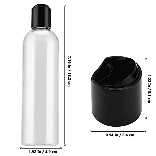 MUKLEI 40 Pack 8 Oz Plastic Bottles with Disc Top Caps, Refillable Clear Travel Squeeze Lotion Bottles Containers with Black Bulk Disc Cap for Shampoo, Body Wash, Creams, Soap - Image 2