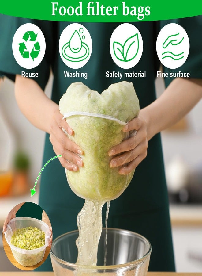 aeloer 5 PCS Cheese Cloth Bags for Straining, Reusable & Fine Mesh Nylon Cheese Cloth Food Filter Bag for Nut Milk, Juice, Butter, Cheese(Medium) - Image 2