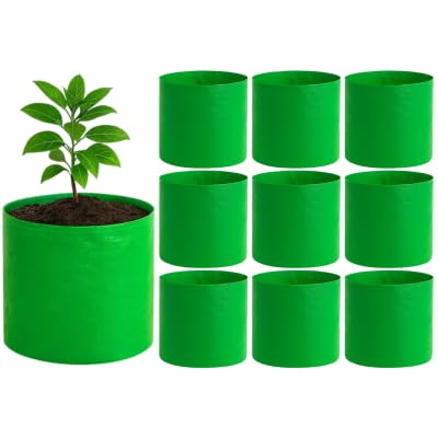 GroWonder Grow Bags 18In X 18In, Terrace Gardening Vegetable Planting Pots, Woven Fabric Leafy Fruits Growing Containers-Pack Of 10, 17.72 Inch, 45 cm - Image 1
