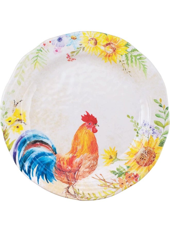 UPware 16 Piece Rooster Melamine Dinnerware Sets Outdoor Dishes Set Plates and Bowls Sets Service for 4 Multicolor - Image 3
