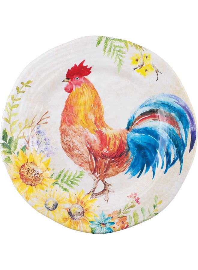 UPware 16 Piece Rooster Melamine Dinnerware Sets Outdoor Dishes Set Plates and Bowls Sets Service for 4 Multicolor - Image 4