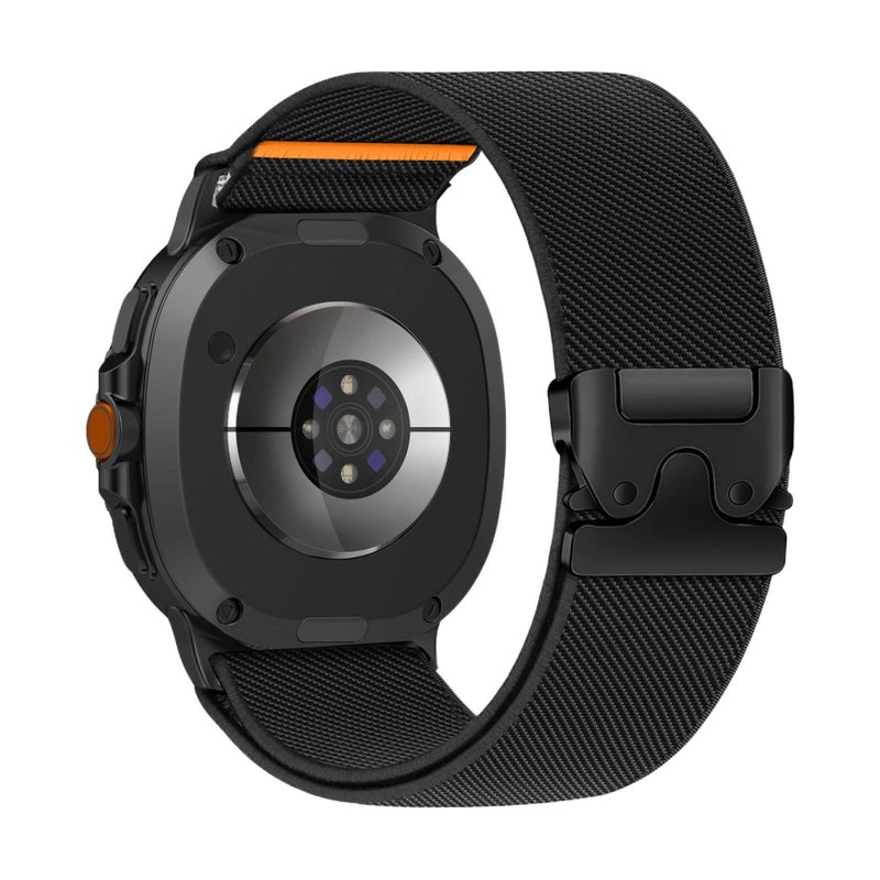 Adjustable Loop Strap Smartwatch Band Compatible with Samsung Galaxy Watch 8 Classic with Fit Replacement Strap for Daily Wear in Black Nylon - Image 1