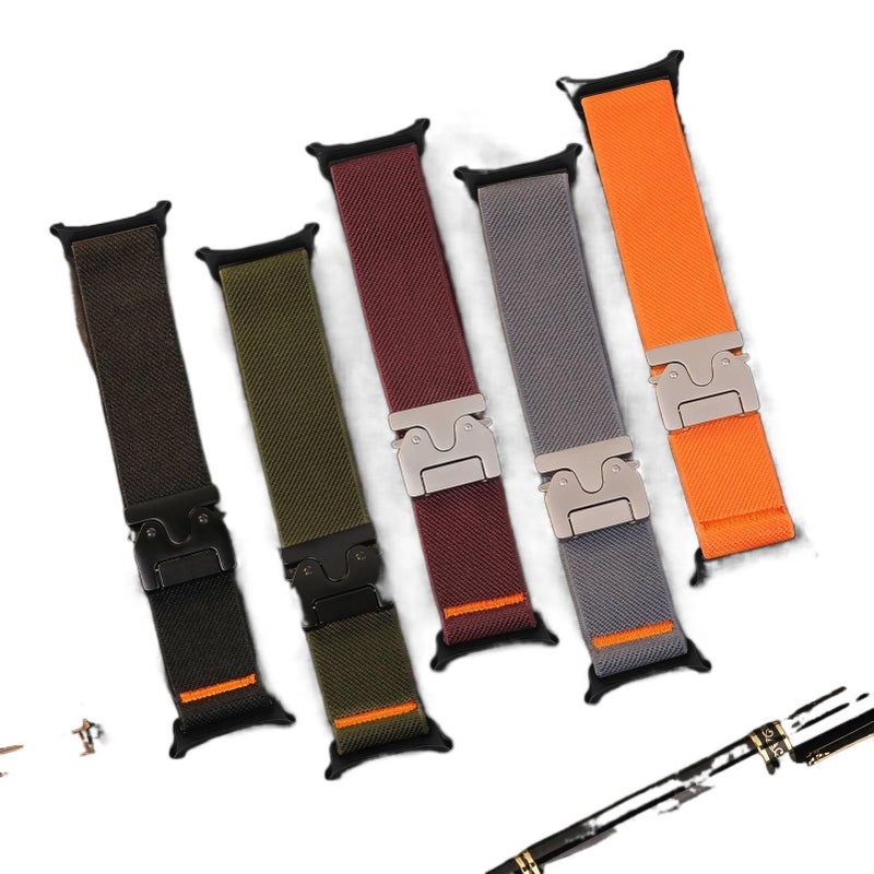 Adjustable Loop Strap Smartwatch Band Compatible with Samsung Galaxy Watch 8 Classic with Fit Replacement Strap for Daily Wear in Black Nylon - Image 3