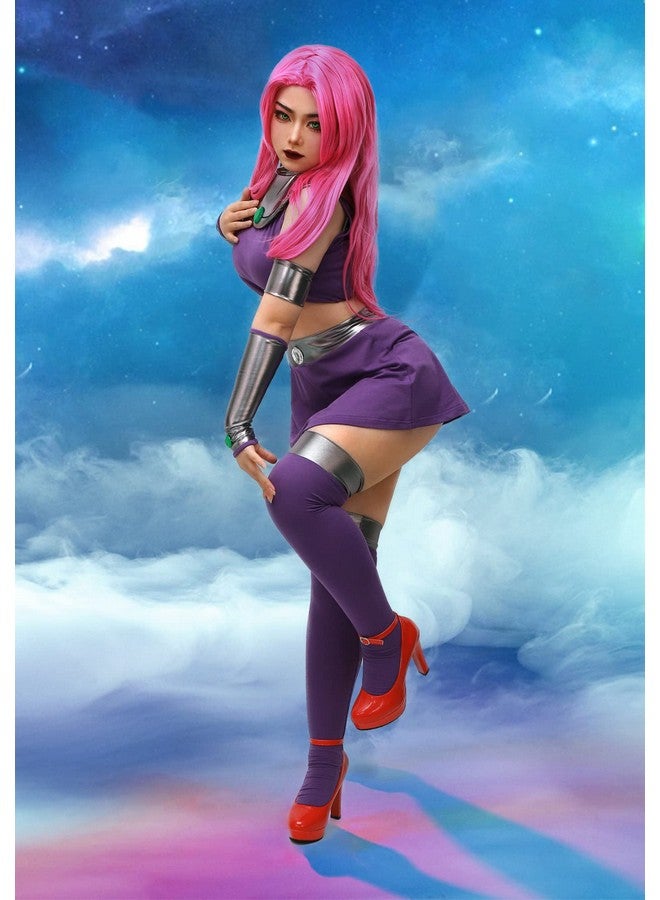 C-ZOFEK US Size Purple Dress Cosplay Costume Halloween Outfit with Stockings (Large) - Image 4