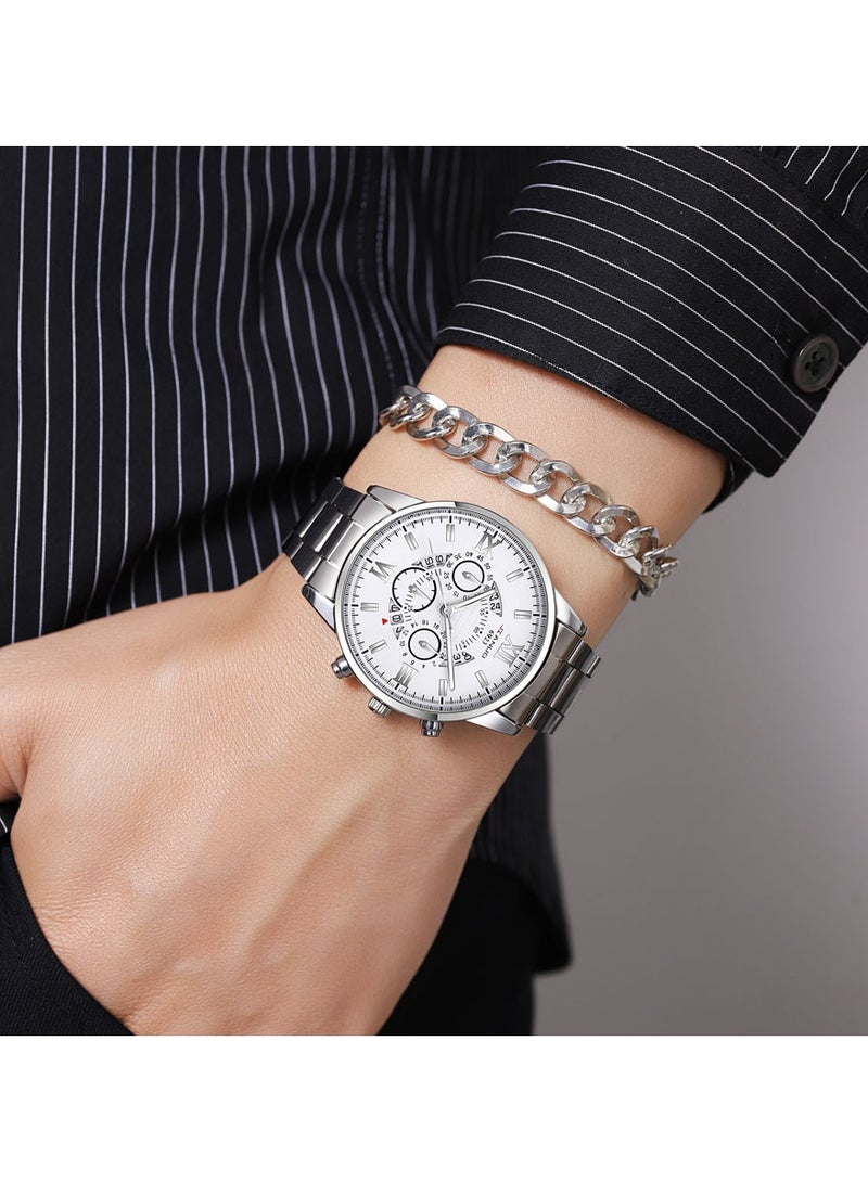 Men's stylish casual stainless steel strap quartz watch  - Image 3