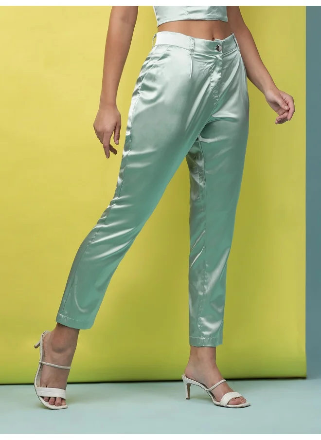 مرفوعة Sage Green Women Tapered Casual Solid Regular Tapered Pants