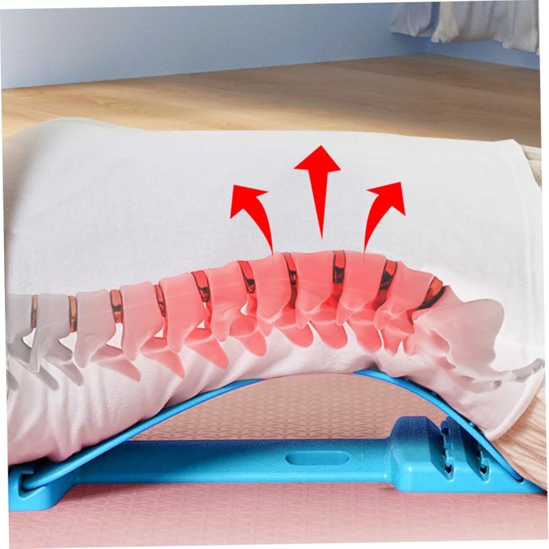 Lumbar Stretcher Blue Back Pain Relief Ergonomic Posture Corrector - Spine Stretcher for Home Gym Yoga Practice - Image 3